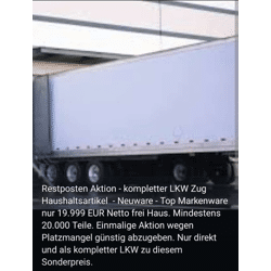 komplette LKW Ladung Truck Load Haushalt Küche Markenware ca 20.000 Teile Sonderposten Restposten Mystery
