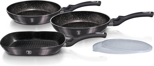 Berlinger Haus BH/7048 Metallic Line Carbon Pro Edition 5er Set Bratpfannen mit abnehmbarem Griff