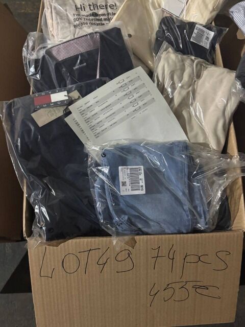 455 € für 74 Stk – Markenmix Damen & Herren, Retourenware A–C, Topmarken wie Nike & Hilfiger, Kleidung aus DE-Lager, Größen gemischt