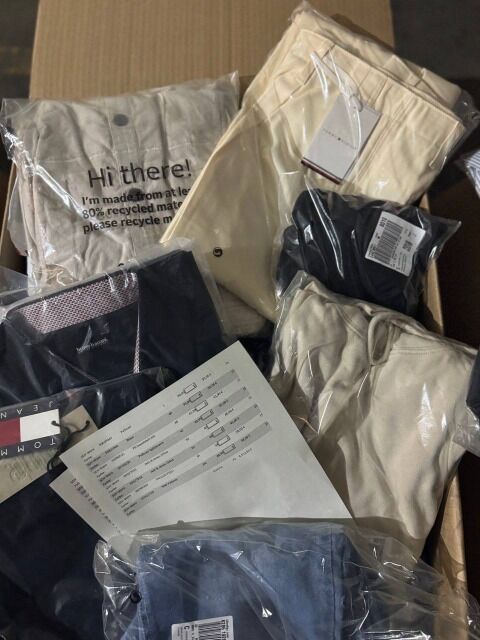 455 € für 74 Stk – Markenmix Damen & Herren, Retourenware A–C, Topmarken wie Nike & Hilfiger, Kleidung aus DE-Lager, Größen gemischt