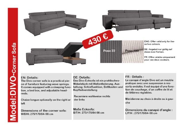 Möbel Räumungsaktion: 1. Wahl Ecksofas stark reduziert! verschiedene Modelle