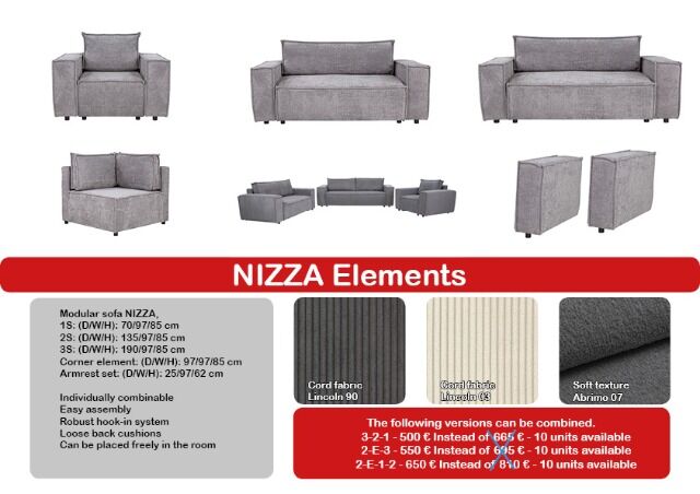 Möbel Räumungsaktion: 1. Wahl NIZZA stark reduziert! verschiedene Modelle