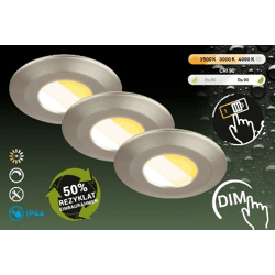 Nachhaltige ultraflaches LED Einbauleuchten 3er-Set - Flat starr - aus 50% recyceltem Kunststoff