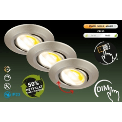 Nachhaltige ultraflaches LED Einbauleuchten 3er-Set - Modul aus recyceltem Kunststoff / B-Ware /schwenkbar