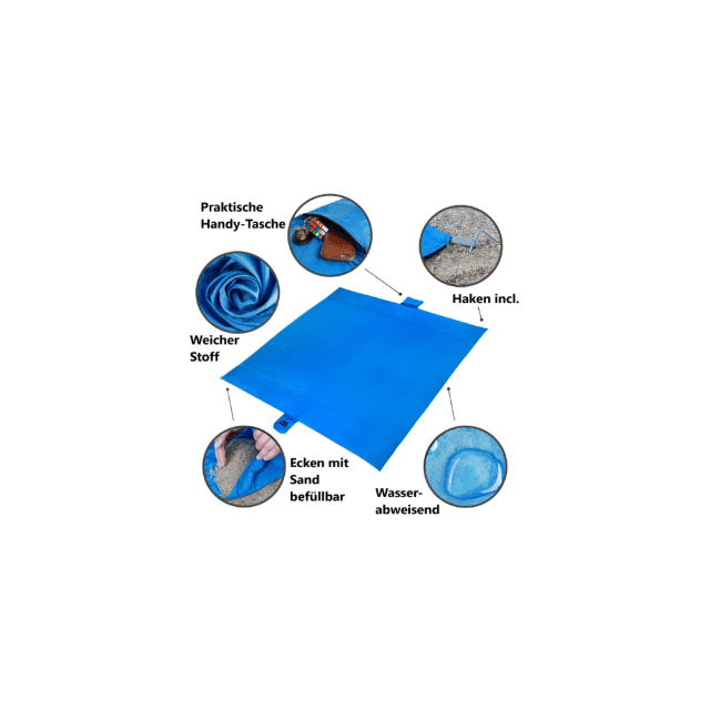 Luk-Aves Stranddecke 2x2m Picknickdecke Strandtuch groß wasserfeste Strandmatte Outdoor Restposten Mix