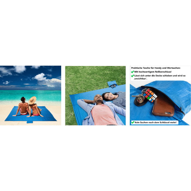 Luk-Aves Stranddecke 2x2m Picknickdecke Strandtuch groß wasserfeste Strandmatte Outdoor Restposten Mix