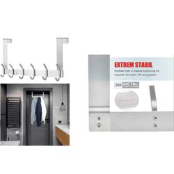 Luk-Aves Türgarderobe mit 6 Haken Tür Haken Türkleiderhaken Garderobenhaken Türhakenleiste Metall Rostfrei Restposten