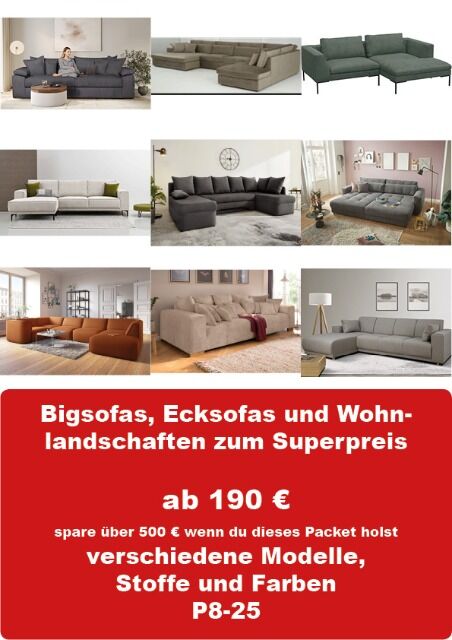 Möbel BigSofa Ecksofa Wohnlandschaft P8 - Super Deal