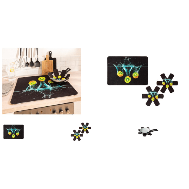 Pfannenschoner-Set Topfunterlage Kratzschutz Pfannen Herdabdeckung Frucht-Design Anti-Kratz-Einlage Pfanne Auflage für Herdplatte