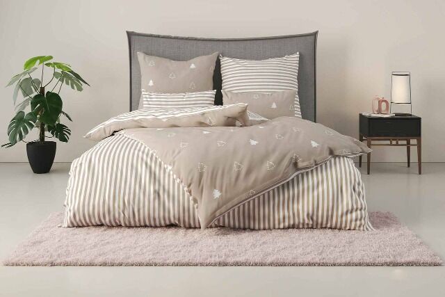 4,50 €/Stück – Wendebettwäsche-Set „Fischgrätmuster“ aus 100 % Baumwolle, ab 135×200 cm, Winterstil, sofort lieferbar ab 20 Stück