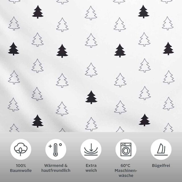 4,50 €/Stück – Wendebettwäsche-Set „Fischgrätmuster“ aus 100 % Baumwolle, ab 135×200 cm, Winterstil, sofort lieferbar ab 20 Stück