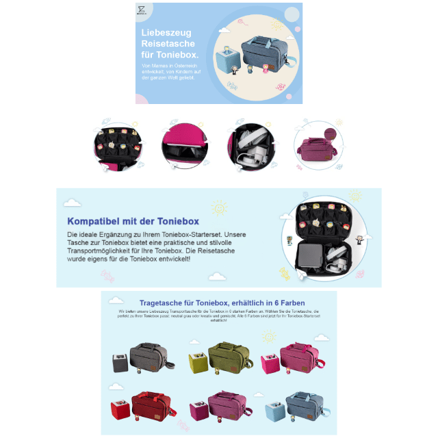 Hörwürfel Reisetasche Musikbox Musik-Würfel-Tasche Tasche mit Musikfach Musik-Würfel-Tasche Restposten Mix