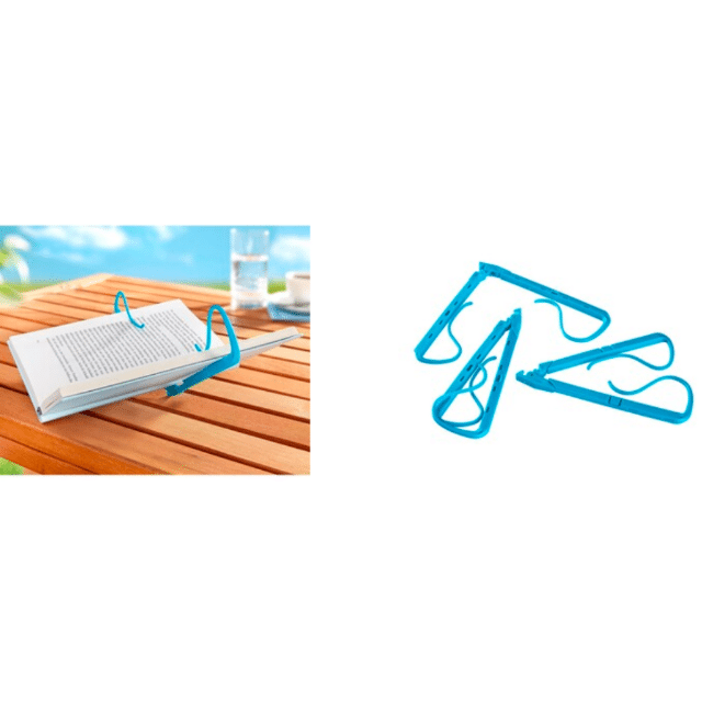 Seitenhalter-Set, 3 Stück Buchhalterung Seitenfixierung Seitenstütze Seitenclip Seitenbügel für Bücher Buch Restposten blau