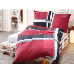 4,50 € pro Set – 2-teiliges Bettwäscheset aus Deutschland, 100 % Baumwolle, rot, Reißverschluss, 180 Stück auf Lager