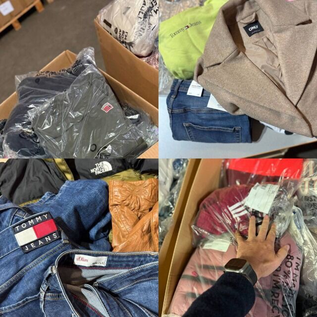 ab 8,40 € / kg – Markenkleidung Mix für Damen und Herren, Rückläufer, 25–1000 kg, Top-Marken, große Auswahl, direkt aus Deutschland