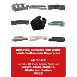 Möbel Packet nr.9 - Ecksofa, Wohnlandschaft, Bigsofas, einzelne Sofas verschiedene Modelle