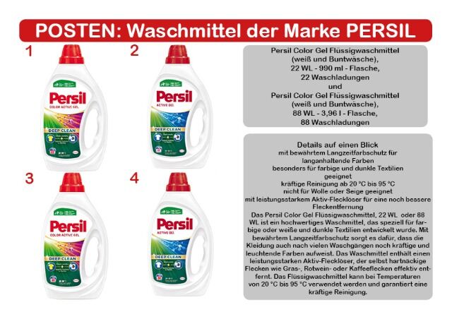 Posten Waschmittel Flüssigwaschmittel Marke PERSIL verschiedene Sorten