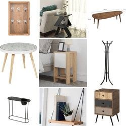 from 28 € / pc. - Brand furniture mix pallets: Returns A-C, chairs, cupboards, chests of drawers, tables, carpets, top brands, stock items