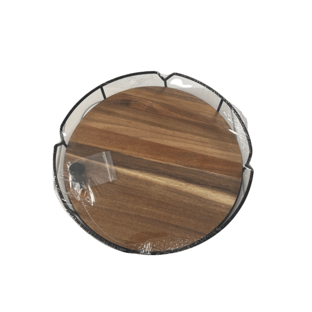 Organizer Drehplatte Holzoptik Küchen-Organizer Metall-Holz Drehteller Ordnungssystem drehbar Vorratsdrehregal Gewürzständer Restposten