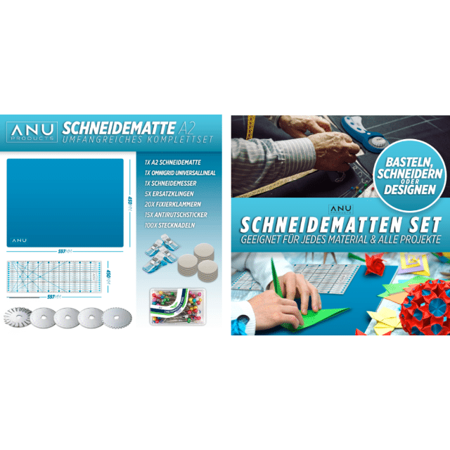 Schneidematte Komplettset Rollschneider Set mit Zubehör Schneideunterlage Bastelbedarf Schneide-Set Schneidemesser Restposten