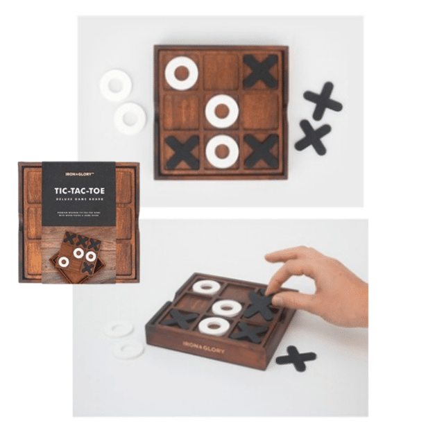 Tic Tac Toe Drei gewinnt Holz Brettspiel Reisespiel Denkspiel Jung & Alt Familienspiel klassisch Strategiespiel Gesellschaftsspiel kompakt R