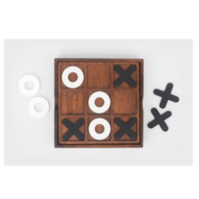 Tic Tac Toe Drei gewinnt Holz Brettspiel Reisespiel Denkspiel Jung & Alt Familienspiel klassisch Strategiespiel Gesellschaftsspiel kompakt R