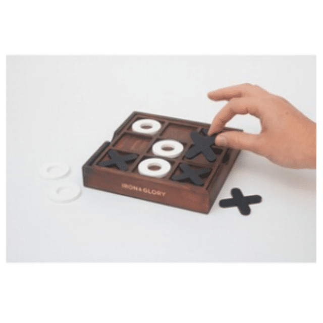 Tic Tac Toe Drei gewinnt Holz Brettspiel Reisespiel Denkspiel Jung & Alt Familienspiel klassisch Strategiespiel Gesellschaftsspiel kompakt R