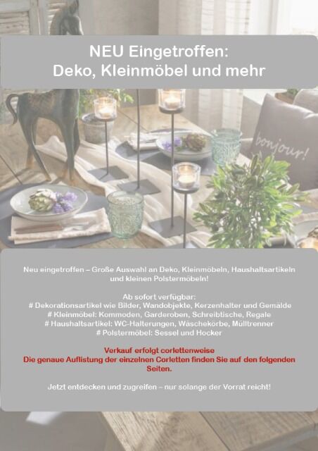 NEU Eingetroffen: Deko, Kleinmöbel und mehr - 4. große Corlette