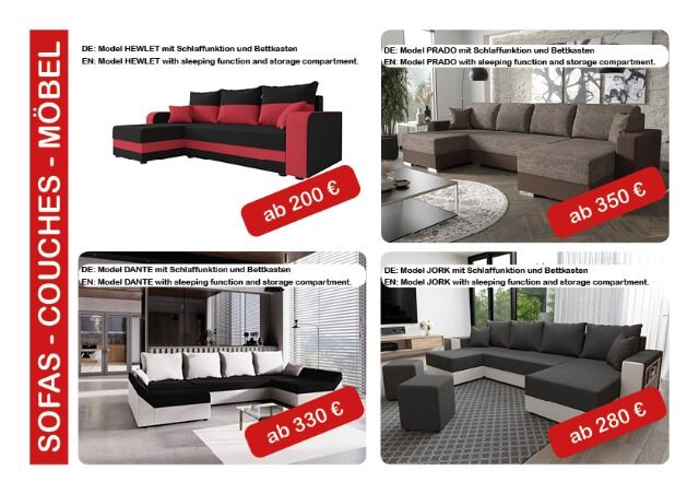 Neuer Posten – Sofas & Betten zu attraktiven Preisen!