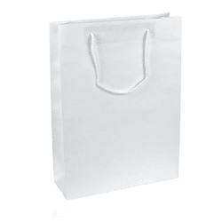 Kraftlux Papier-Geschenktüte - aus Recyclingpapier, ohne Folie, Baumwollgriff, 30 x 10 x 40, weiß gestreift