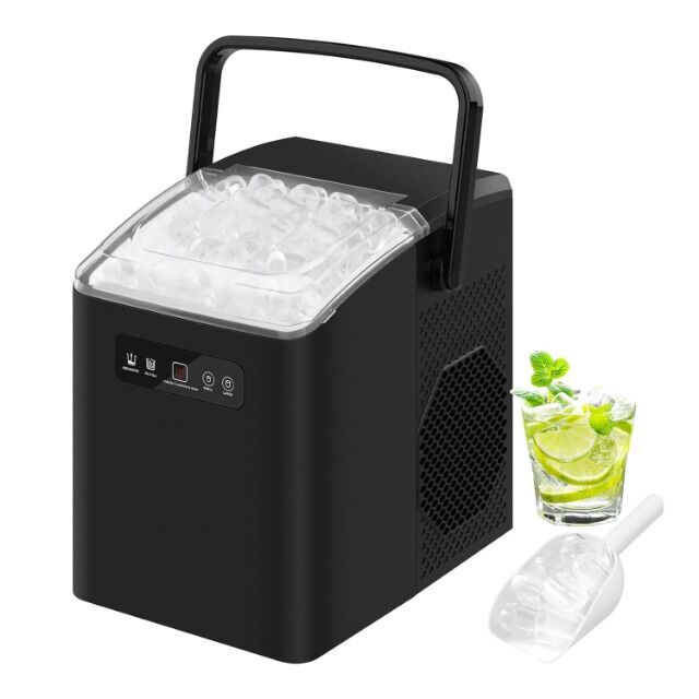 WOLTU Eiswürfelmaschine – 12 kg Eis in 24 Stunden – 1,3 Liter Wassertank – Kompakt & Tragbar mit Griff – 2 Eiswürfelgrößen – Selbstreinigend