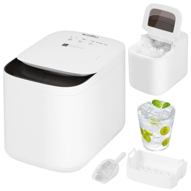 WOLTU Eiswürfelmaschine – 15 kg Eis in 24 Stunden – 2 Liter Wassertank – 2 Eiswürfelgrößen – Kugelförmige Eiswürfel – Selbstreinigend – Leis