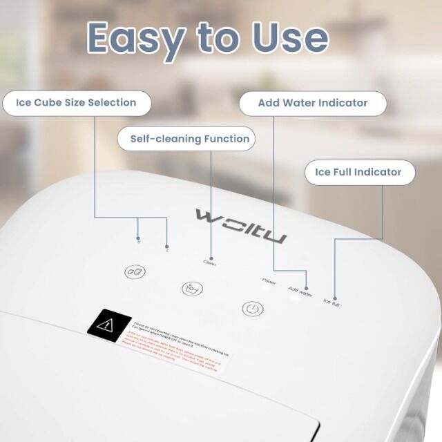 WOLTU Eiswürfelmaschine – 15 kg Eis in 24 Stunden – 2 Liter Wassertank – 2 Eiswürfelgrößen – Kugelförmige Eiswürfel – Selbstreinigend – Leis