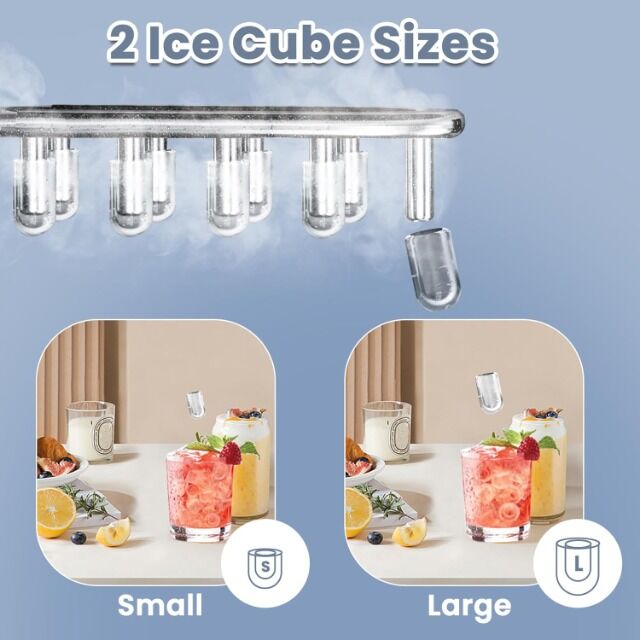 WOLTU Eiswürfelmaschine – 15 kg Eis in 24 Stunden – 2 Liter Wassertank – 2 Eiswürfelgrößen – Kugelförmige Eiswürfel – Selbstreinigend – Leis