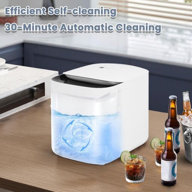 WOLTU Eiswürfelmaschine – 15 kg Eis in 24 Stunden – 2 Liter Wassertank – 2 Eiswürfelgrößen – Kugelförmige Eiswürfel – Selbstreinigend – Leis