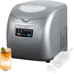 WOLTU Eiswürfelmaschine EM03sb Silber – 12 kg Eis in 24 Stunden – 2,8 Liter Wassertank – 3 Eiswürfelgrößen – Selbstreinigend – Kompakt und l