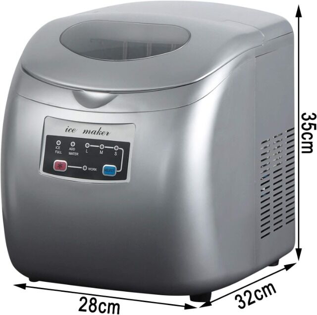WOLTU Eiswürfelmaschine EM03sb Silber – 12 kg Eis in 24 Stunden – 2,8 Liter Wassertank – 3 Eiswürfelgrößen – Selbstreinigend – Kompakt und l