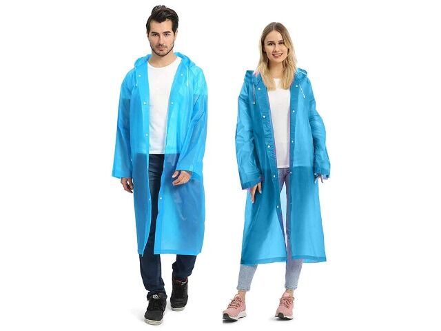 Wasserdicht Regenjacke Raincoat Regenmantel mit Kapuze Regenschutz Regenponcho-Blau