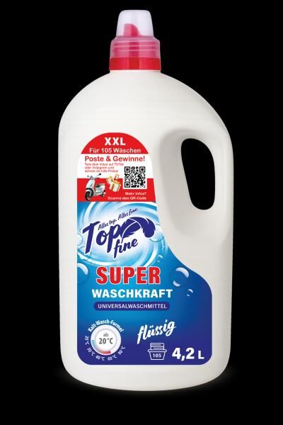 Waschmittel Flüssig 4,2 Liter Top Fine Universal 100 WL auch Mix LKW mit Color 4,2 L möglich Mit Tic Tok Hype Gewinnspiel