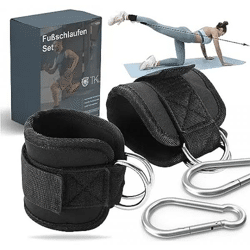 Foot straps set of 2 black - with Velcro fastener & carabiner