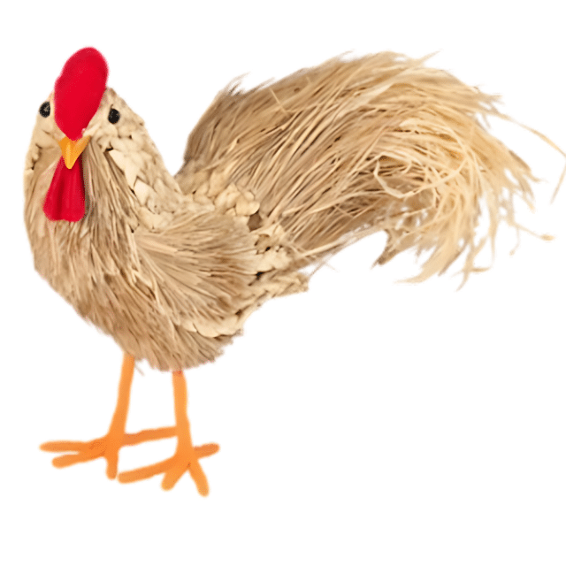 Deko-Hahn Hahn aus Naturmaterial Osterdeko Frühlingsdeko Strohfigur Hahn Tierfigur Saisonale Tischdeko Restposten