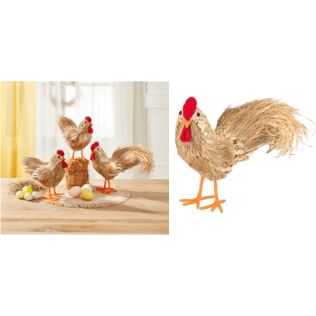 Deko-Hahn Hahn aus Naturmaterial Osterdeko Frühlingsdeko Strohfigur Hahn Tierfigur Saisonale Tischdeko Restposten