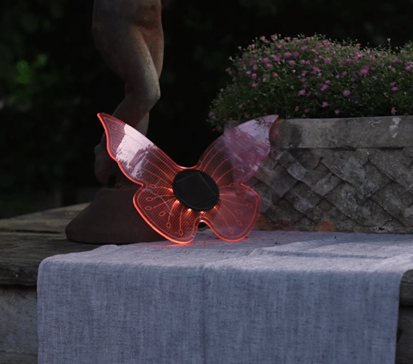 2er Set Effektleuchte Solarleuchte Leuchte Gartenlampe Lampe Schmetterling SMD LEDS 3,2V Li-Ion Akku mit Farbwechsel 