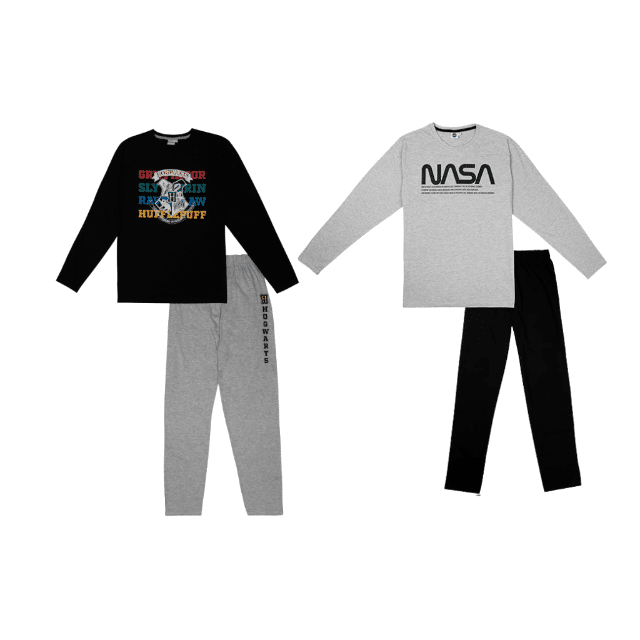 Herren Lizenz Pyjama lang Herrenmode Lizenzware Baumwolle Schlafanzug Nachtwäsche Schlafkleidug Schlafset Restposten Mix