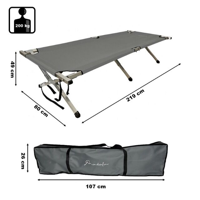Feldbett Profi XXL | THW-Feldbett 219 x 80 x 49 cm – nachspannbar, robust und belastbar bis 200 kg