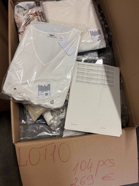 269 € Lot Nr.10 Sommermix 104 Stk Markenbekleidung Damen & Herren, Retailwert 6760 €, Stückpreis 2,62 €, T-Shirts Kleider Hosen Mix