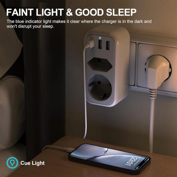 Mehrfachsteckdosenadapter – 5-in-1 mit USB & USB-C (Überbestand, Neuware)