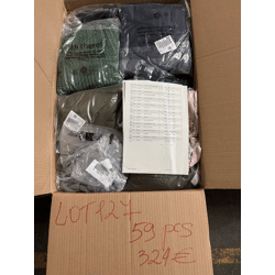 324 € – Markenbekleidung Mix Damen und Herren | Lot 127 (59 Stück) | Rücksendungen, Kategorie A B C, Top-Marken wie Nike, Adidas, Levi’s