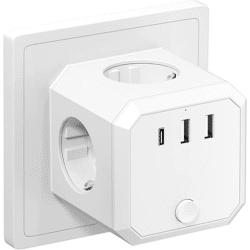 Wandsteckdose – 4-fach mit USB-A & USB-C (Überbestand, Neuware, Deutschland-Lager)