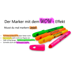 Textmarker mit Gelwachsmine und Drehmechanik, 4er-Set